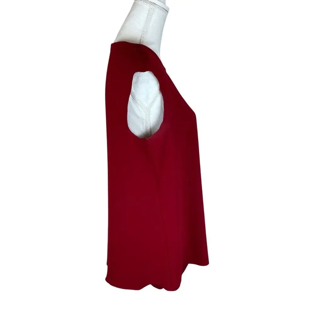 Anne Klein Womens Red Asymmetrical Top Size 10 Capsule Lagenlook Office Career - Picture 3 of 7